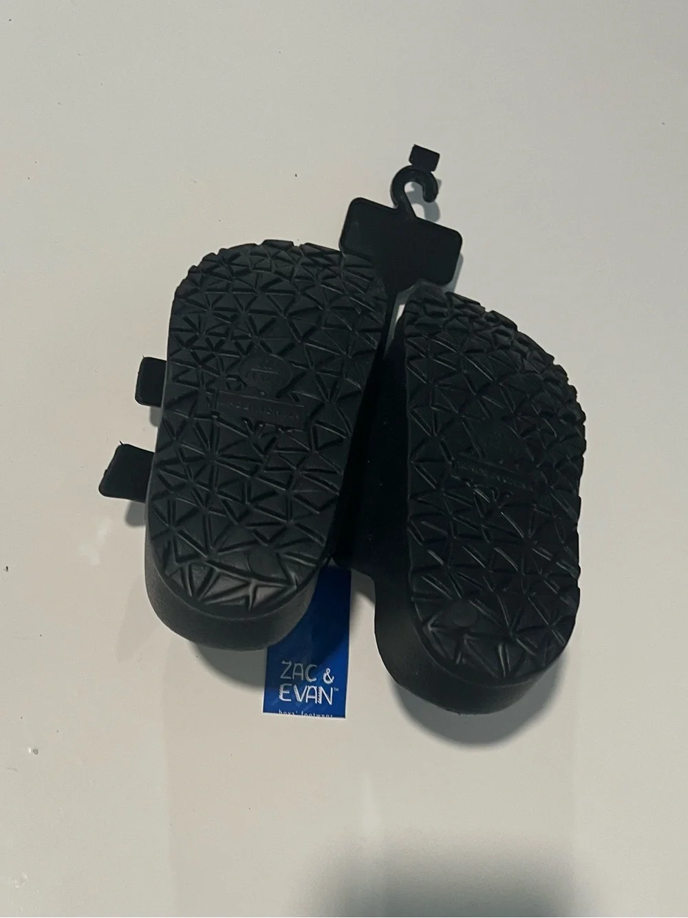 Kids Black Double-Buckle Slide Sandals with White Buckles